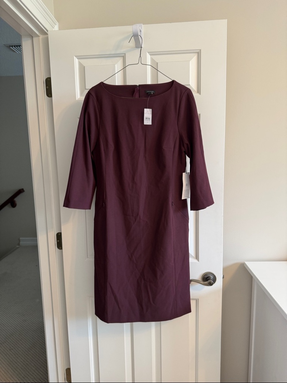 Ann Taylor Plum Long-Sleeve Sheath Dress